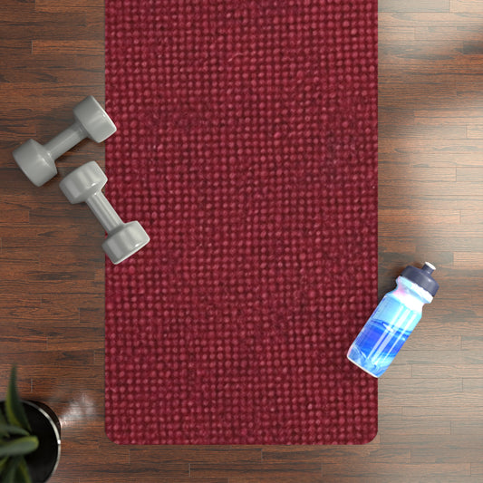 Seamless Texture - Maroon/Burgundy Denim-Inspired Fabric - Rubber Yoga Mat