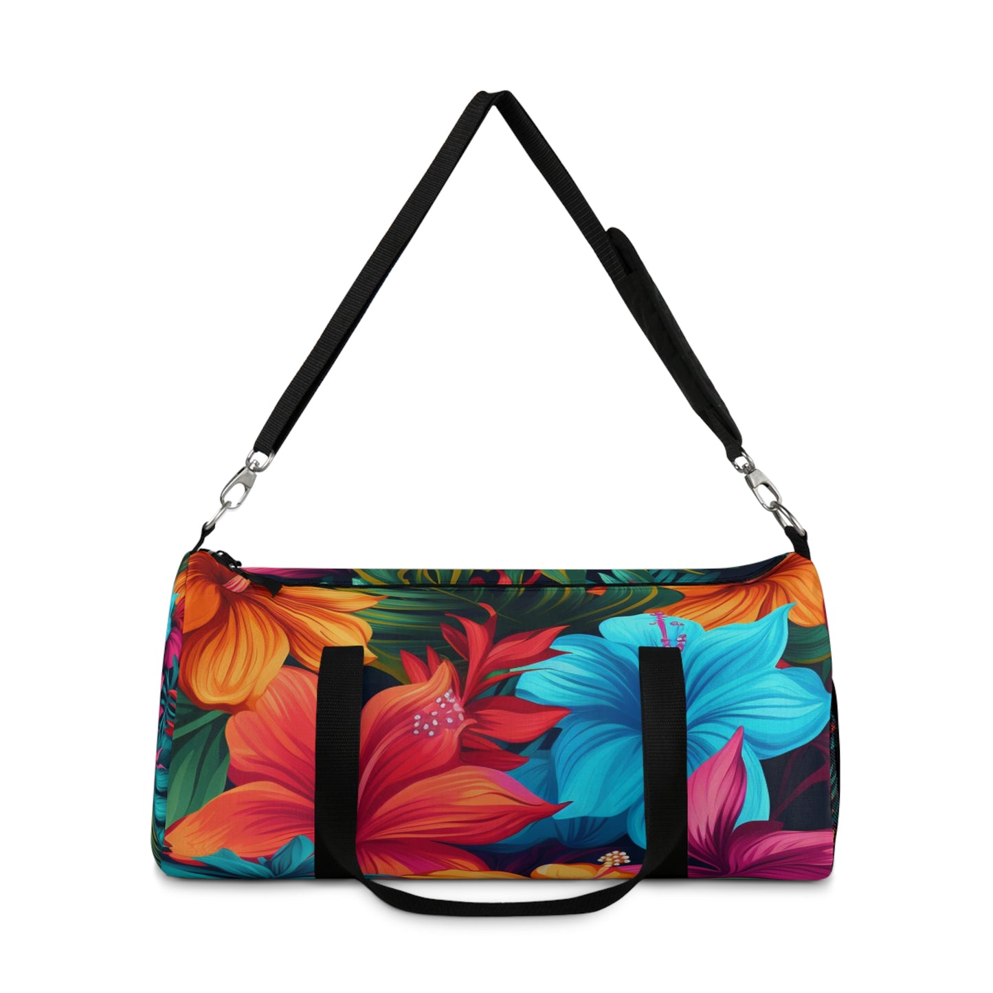 Vibrant Hawaiian-Inspired Tropical Floral Pattern Design Duffel Bag