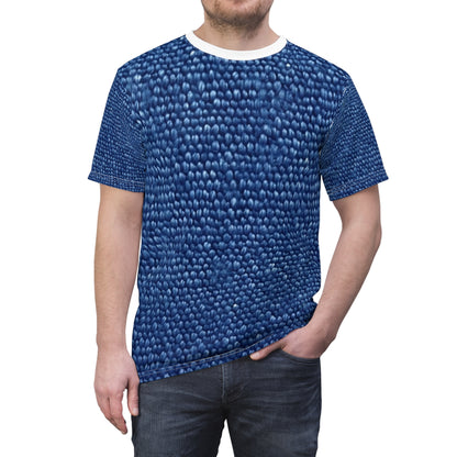 Marine Carpet Outdoor Bass Boat Style Denim Design - Unisex Cut & Sew Tee (AOP)