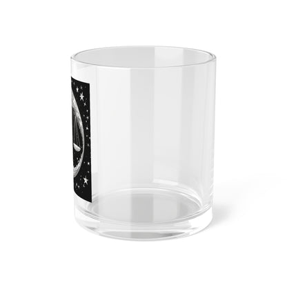 Libra Zodiac Clear Glass Bar Glass - Base sólida - Diseño celestial en blanco y negro