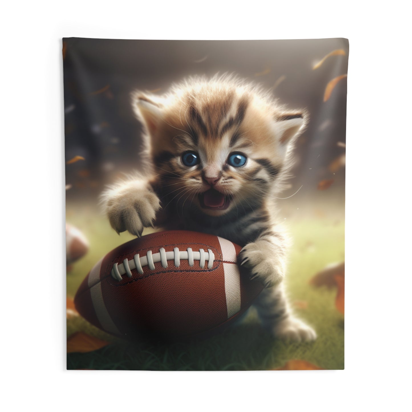 Football Kitten Touchdown: Tabby's Winning Play Sport Game - Indoor Wall Tapestries