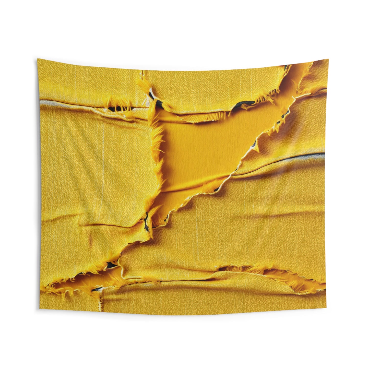 Banana Yellow Lemon: Bold Distressed, Denim-Inspired Fabric - Indoor Wall Tapestries