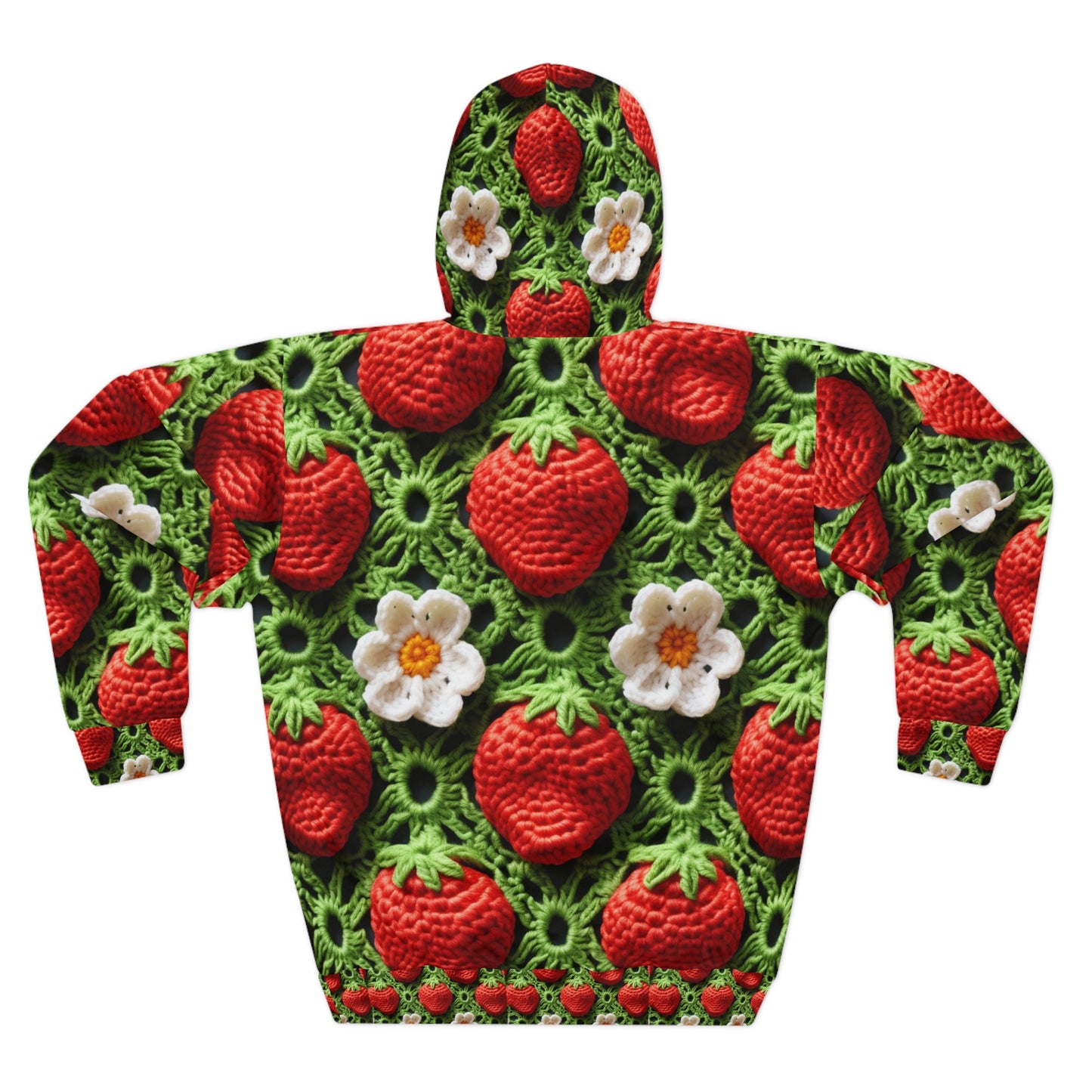 Strawberry Field Crochet - Forever Forest Greens - Fruit Berry Harvest Crop - Unisex Pullover Hoodie (AOP)