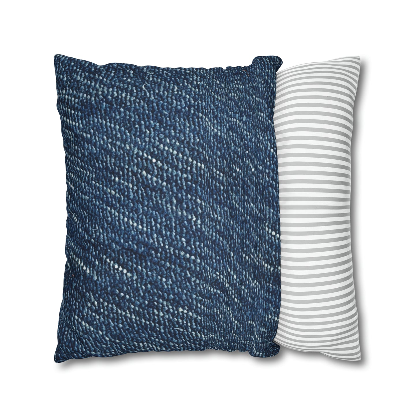 Denim-Inspired Design - Distinct Textured Fabric Pattern - Spun Polyester Square Pillow Case