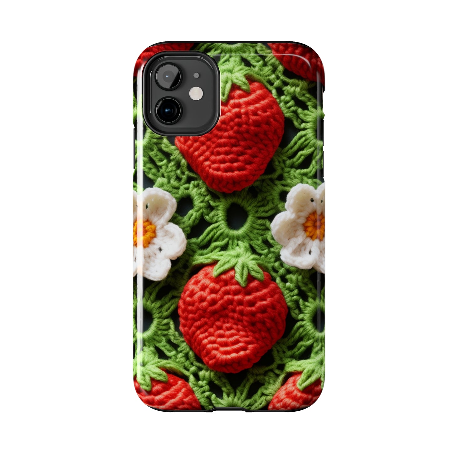 Strawberry Field Crochet - Forever Forest Greens - Fruit Berry Harvest Crop - Tough Phone Cases