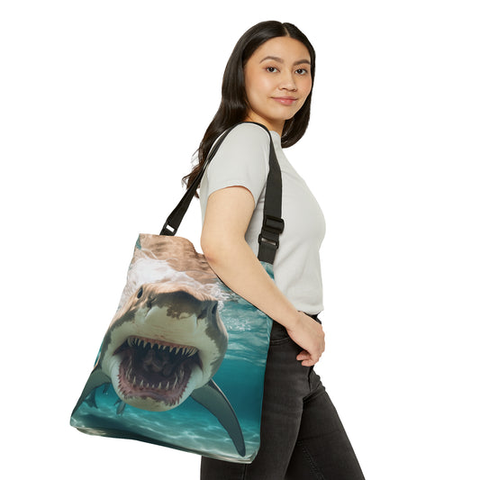 Bull Shark: River Monster Menace - Realistic Dark Water Predator - Adjustable Tote Bag (AOP)