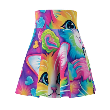 Happy Kitten & Cat Design - Vivid, Colorful & Eye-Catching - Women's Skater Skirt (AOP)