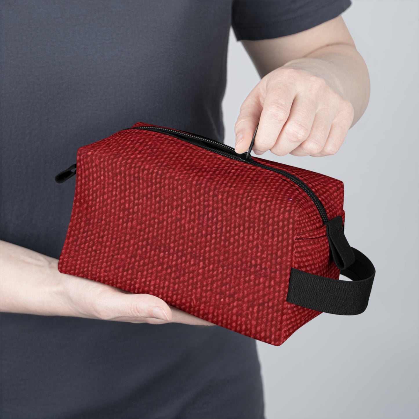 Bold Ruby Red: Denim-Inspired, Passionate Fabric Style - Toiletry Bag