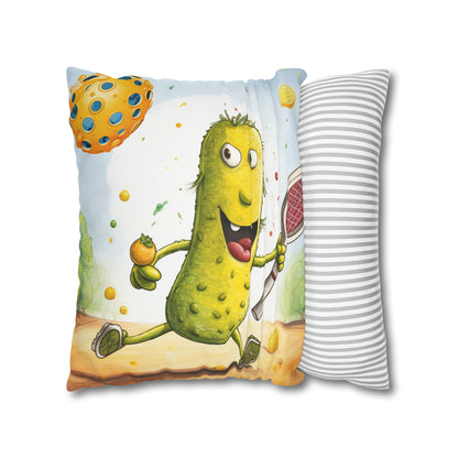 Pickleball Play: Pickle Sport Action Game, Fast Dink Ball - Spun Polyester Square Pillow Case