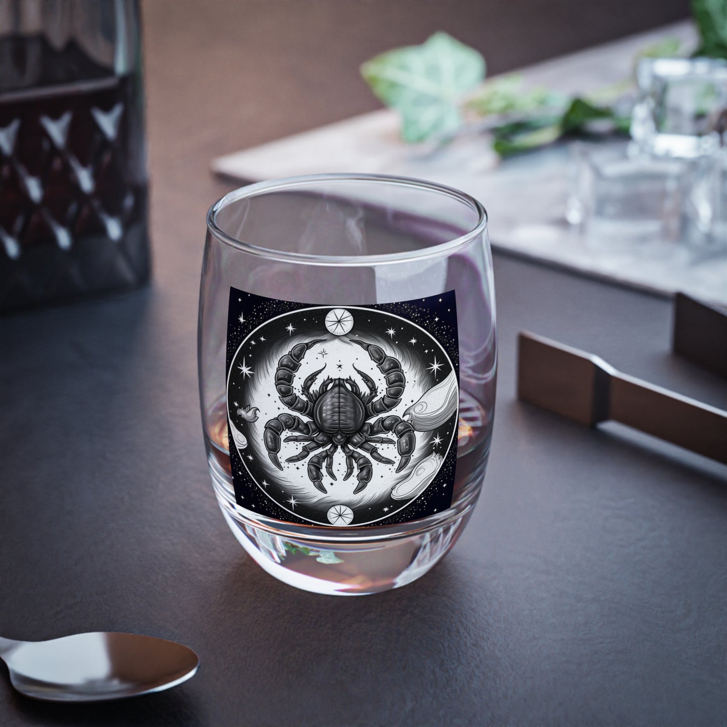 Scorpio Zodiac - High-Quality Clear Glass Whiskey Glass - Mystical Starry Design