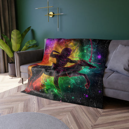 Colorful Sagittarius Zodiac Sign - Star Universe Theme - Crushed Velvet Blanket