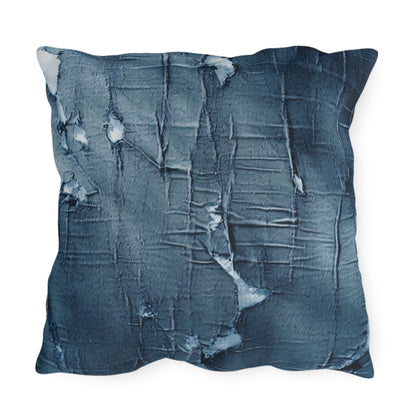 Distressed Blue Denim-Look: Edgy, Torn Fabric Design - Outdoor Pillows