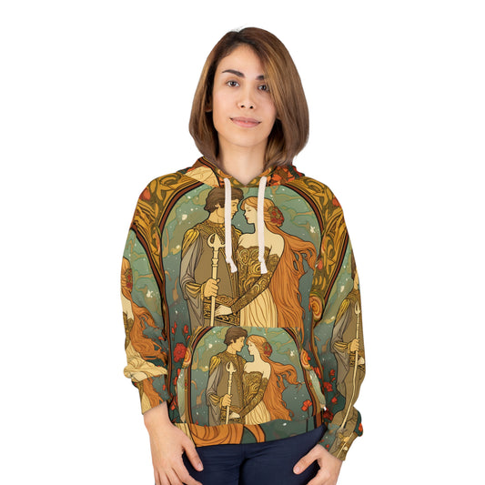 Lovers Tarot Card - Detailed Reading Symbolism, Full-Color Illustration - Unisex Pullover Hoodie (AOP)