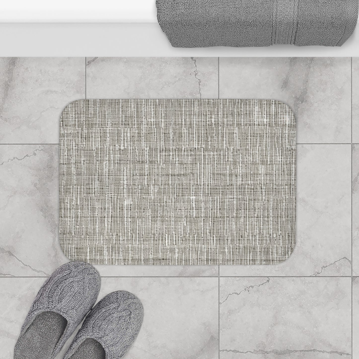 Gris plateado: diseño de tela contemporáneo inspirado en la mezclilla - Alfombra de baño