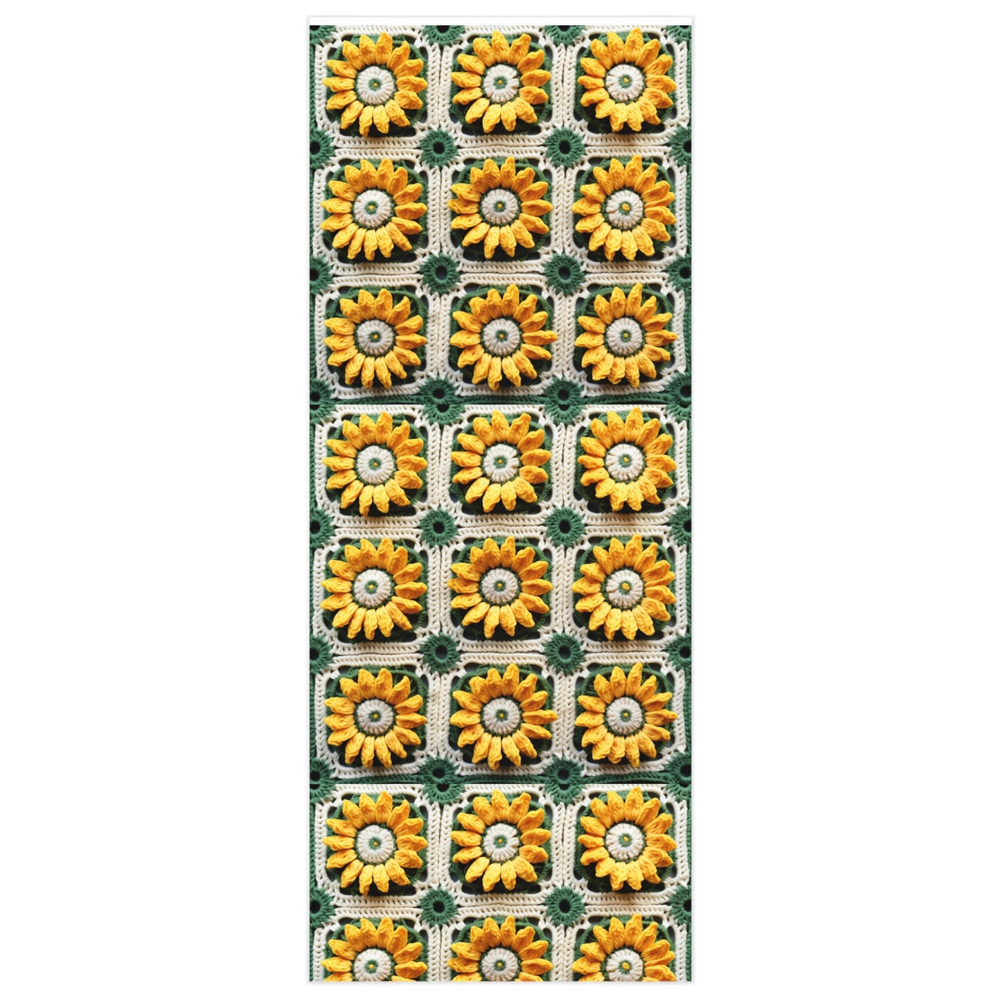 Sunflower Crochet Elegance, Granny Square Design, Radiant Floral Motif. Bring the Warmth of Sunflowers to Your Space - Wrapping Paper