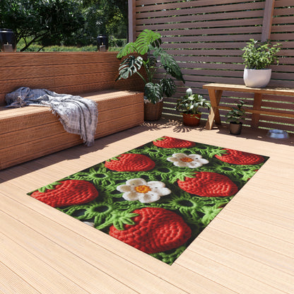 Strawberry Field Crochet - Forever Forest Greens - Fruit Berry Harvest Crop - Outdoor Rug