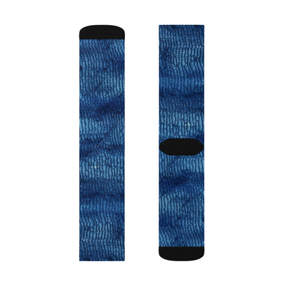 Blue Spectrum: Denim-Inspired Fabric Light to Dark -Sublimation Socks