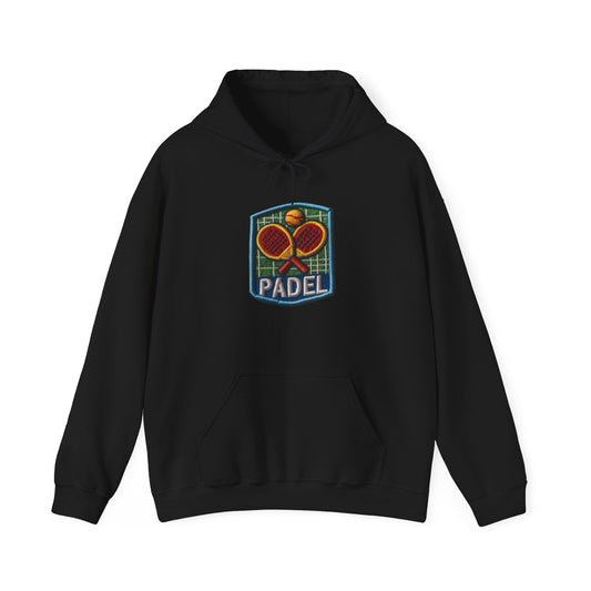 Chenille Padel Patch, Sport Faux Graphic -Unisex Heavy Blend™ Hooded Sweatshirt