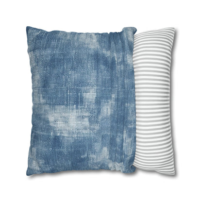 Faded Blue Washed-Out: Denim-Inspired, Style Fabric - Spun Polyester Square Pillow Case