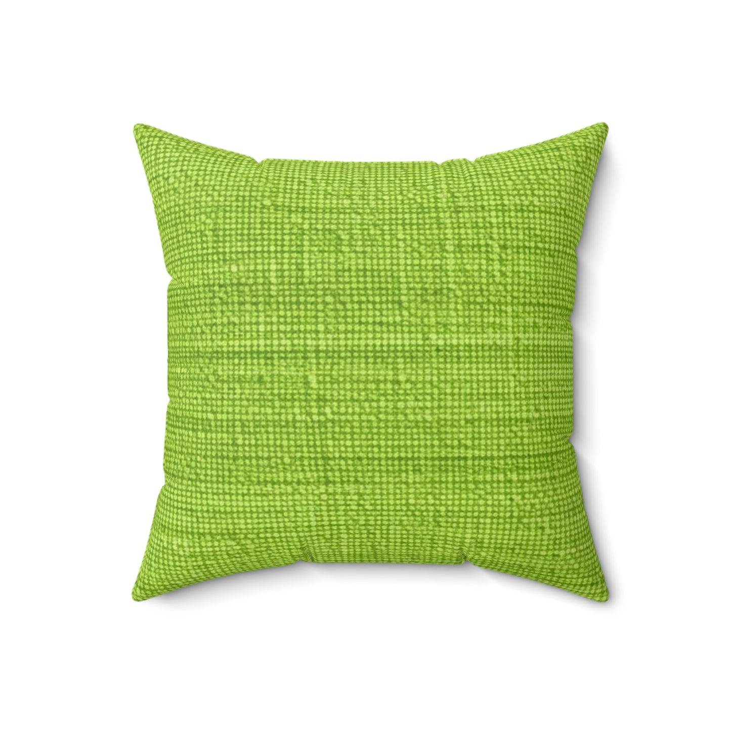 Verde neón de hierba exuberante: estilo de tela primaveral inspirado en la mezclilla - Almohada cuadrada de poliéster hilado