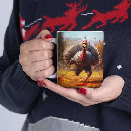 Thanksgiving Trot Turkey Run Athlete Sprint Racer Holiday Feast Dinner - Ceramic Mug 11oz