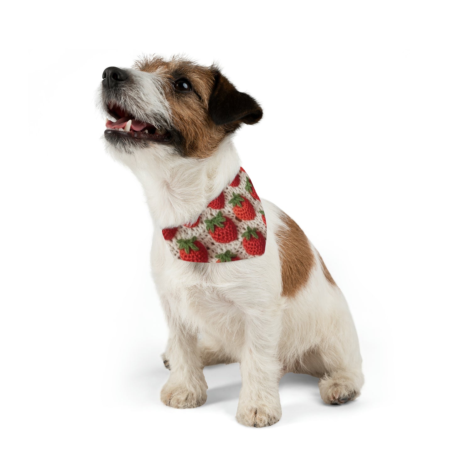 Fresa japonesa tradicional, artesanía de ganchillo, diseño de frutas, patrón de bayas rojas - Collar de bandana para perros y mascotas 