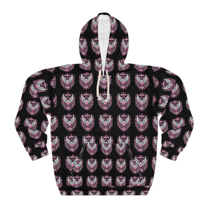 Cupids Choice Crest with Heart and Wings - Love and Romance Valentine Themed - Unisex Pullover Hoodie (AOP)