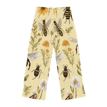 Whimsical Bees & Honeycombs Nature-Friendly Pattern Design Women's Pajama Pants (AOP)