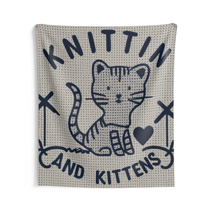 Knittin with Kittens: Cat Lover's Knitting Joy - Indoor Wall Tapestries