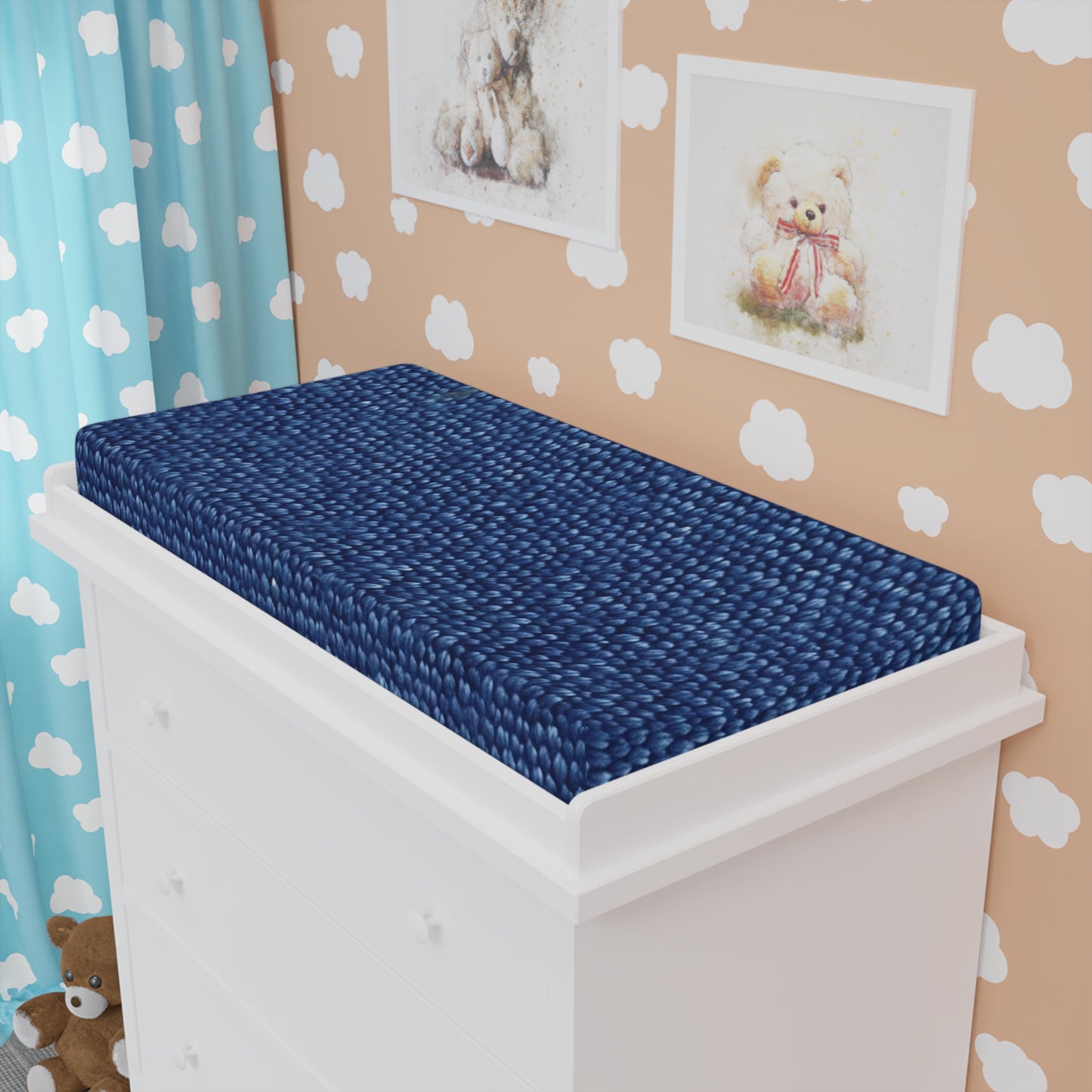 Marine Carpet Outdoor Bass Boat Style Denim Design - Baby Changing Pad Cover