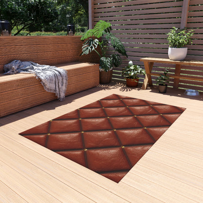 Brown Leather Cognac Pattern Rugged Durable Design Style - Outdoor Rug