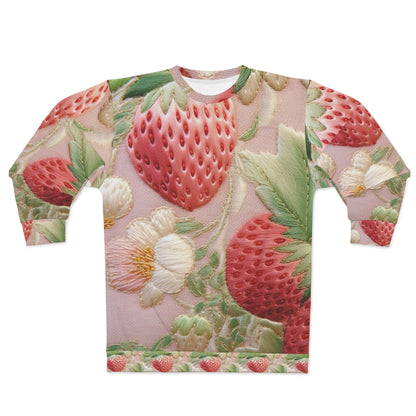 Fresas de frutos rojos - Fruta bordada - Diseño de alimentos para fiestas de cultivos saludables - Sudadera unisex (AOP) 