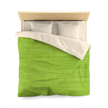 Lush Grass Neon Green: Denim-Inspired, Springtime Fabric Style - Microfiber Duvet Cover