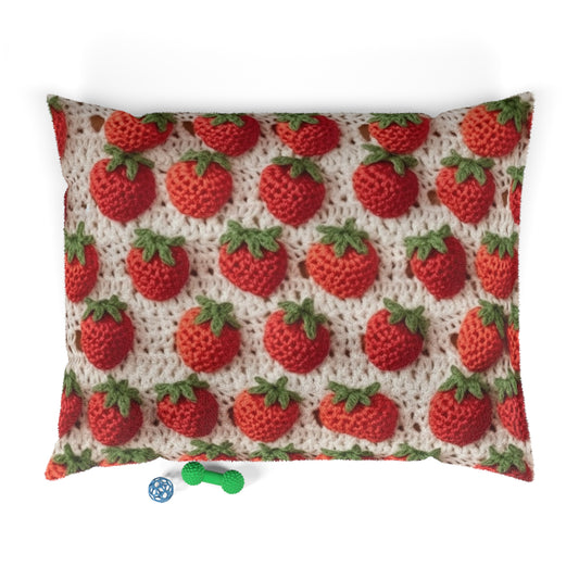 Fresa japonesa tradicional, artesanía de ganchillo, diseño de frutas, patrón de frutos rojos - Cama para perros y mascotas 