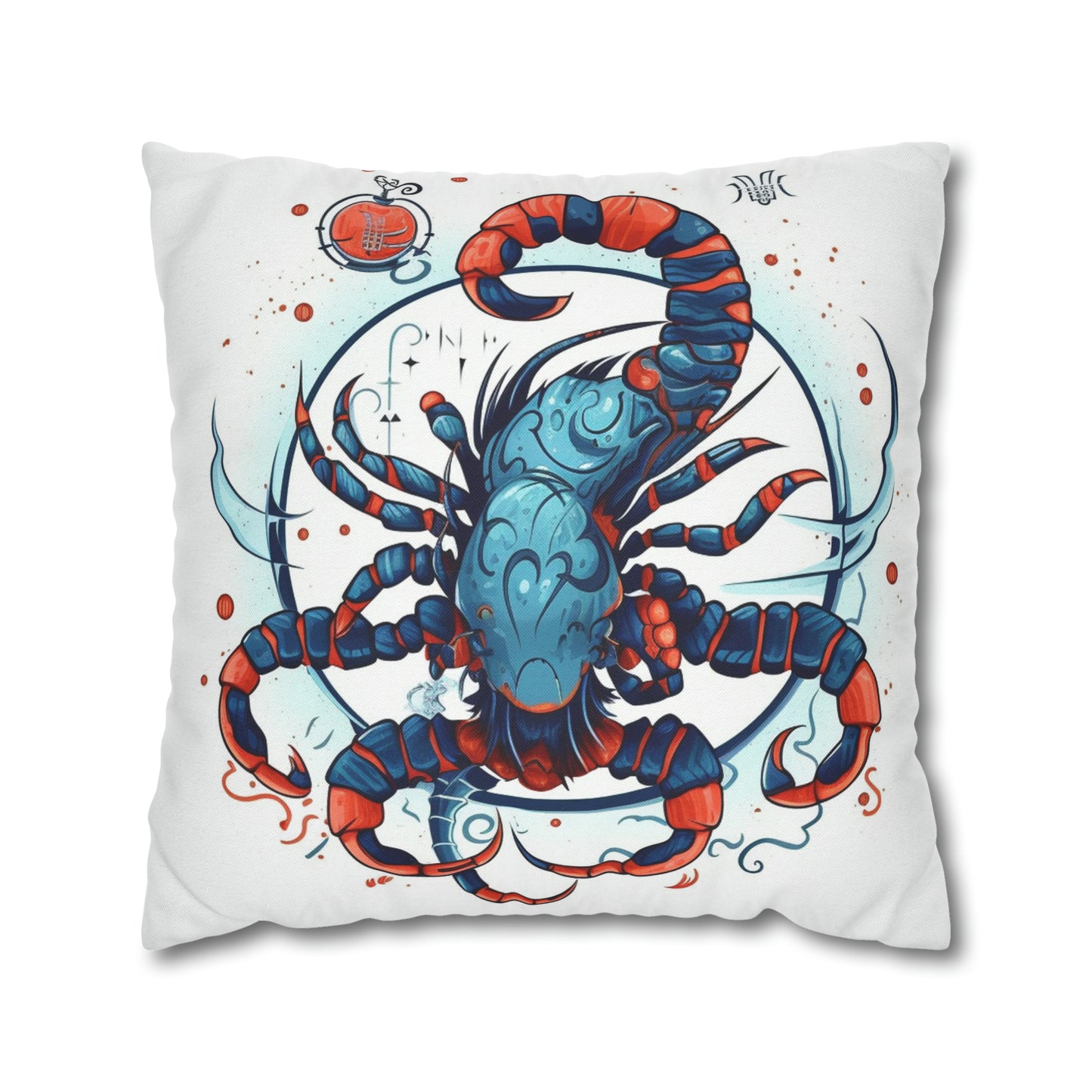 Cute Scorpio Zodiac Sign - Big Claws, Long Tail Cosmic Astrology Symbol - Spun Polyester Square Pillow Case