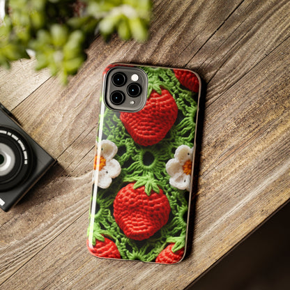 Strawberry Field Crochet - Forever Forest Greens - Fruit Berry Harvest Crop - Tough Phone Cases