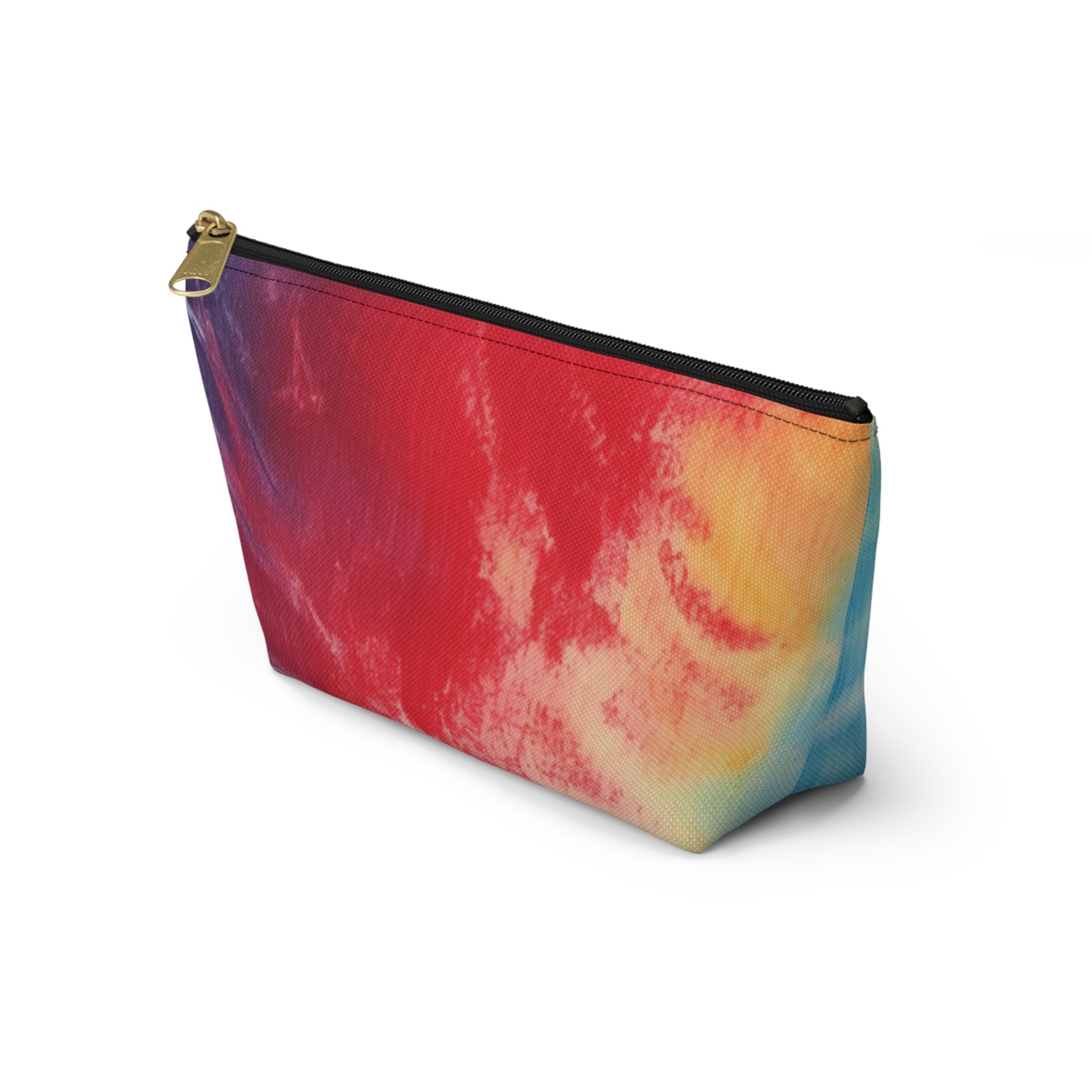 Rainbow Tie-Dye Denim: Vibrant Multi-Color, Fabric Design Spectacle - Accessory Pouch w T-bottom