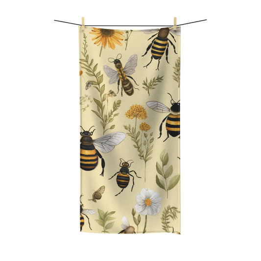 Whimsical Bees & Honeycombs Nature-Friendly Pattern Design Polycotton Towel