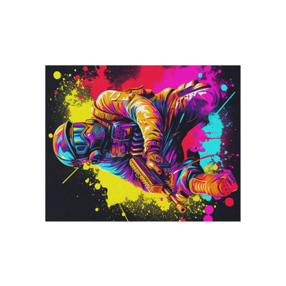 Paintball Action Sport: Player in Battle, Paint Splatter - Outdoor Rug