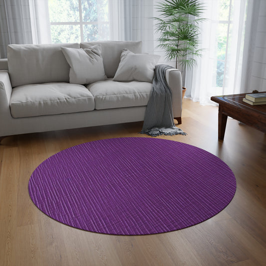 Violet/Plum/Purple: Denim-Inspired Luxurious Fabric - Round Rug