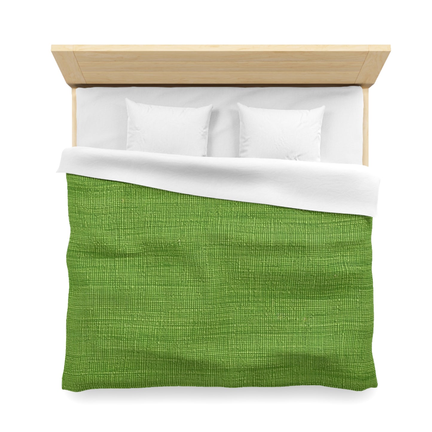 Olive Green Denim-Style: Seamless, Textured Fabric - Microfiber Duvet Cover