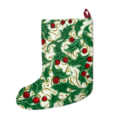 Holiday Elegance: Christmas Holly Swirls Design - Christmas Stockings