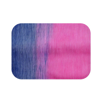 Dual Delight: Half-and-Half Pink & Blue Denim Daydream - Bath Mat