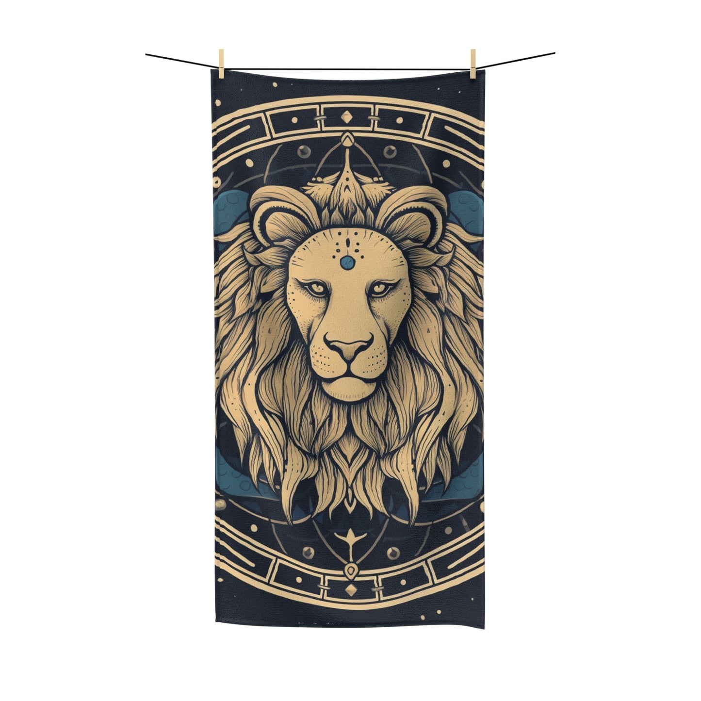 Leo Zodiac Sign - Mystic Circle Astrology Art Cosmic constellation - Polycotton Towel