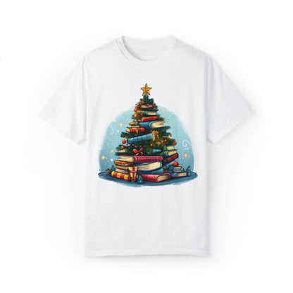 Book Lover Christmas Tree, Gift For Readers - Unisex Garment-Dyed T-shirt