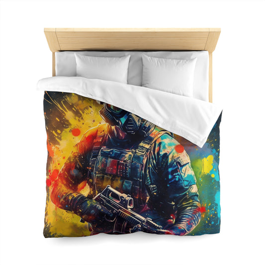 Paintball Game Sport: Professional Action Shot Target Player - Microfiber Duvet Cover