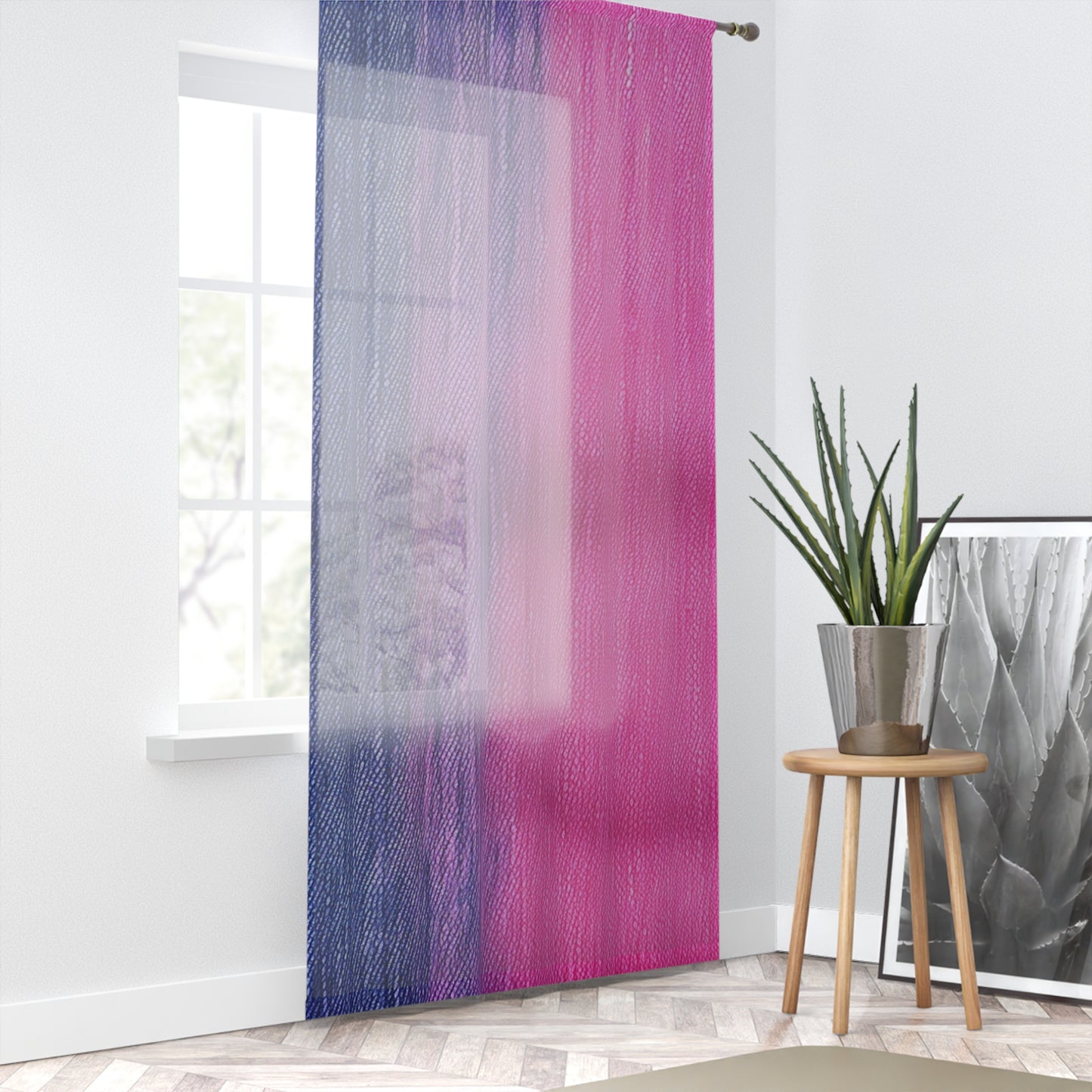 Delicia dual: Ensueño de mezclilla mitad rosa y azul - Cortina de ventana 