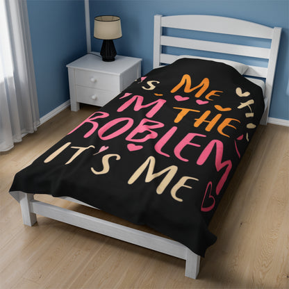 Its Me Hi Im The Problem Its Me - Retro Heart Valentine Gift - Velveteen Plush Blanket