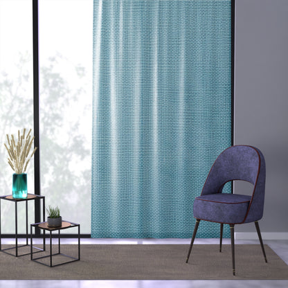 Bright Aqua Teal: Denim-Inspired Refreshing Blue Summer Fabric - Window Curtain