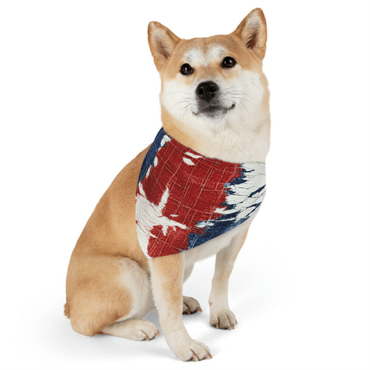 Patriotic Red, White & Blue: Distressed Denim-Style, Torn Fabric - Dog & Pet Bandana Collar